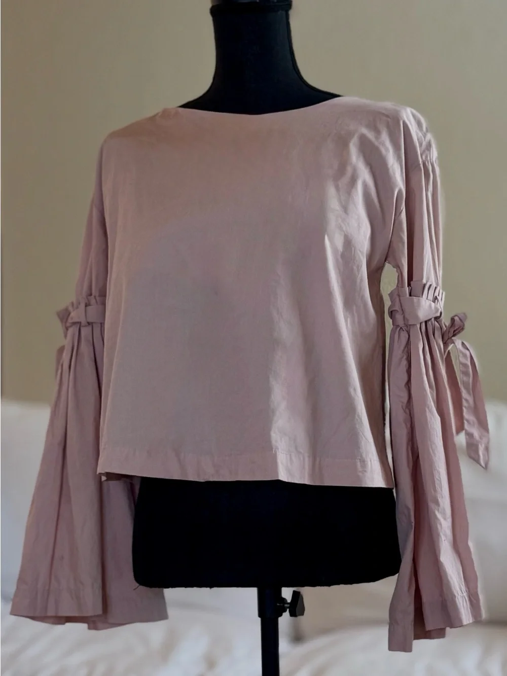 Free People Soft Blush Bell Sleeve Tie Top Avant Garde Artistic
